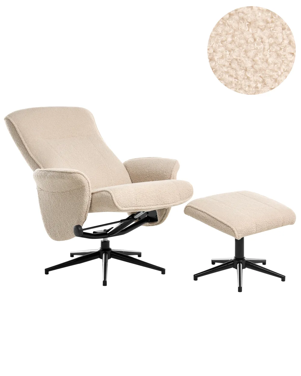 Recliner Chair JAPET Boucle Beige