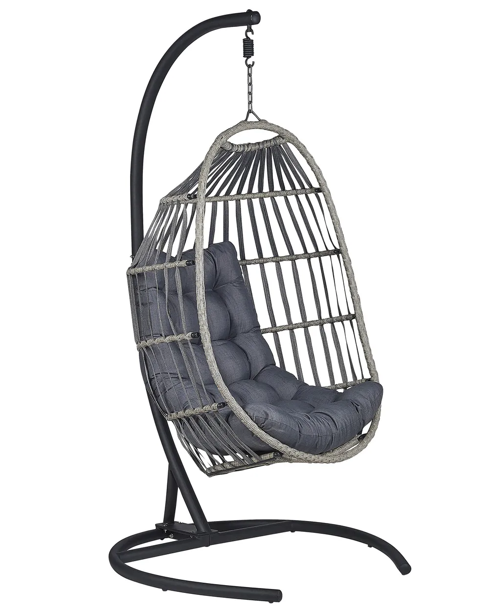 Hanging Chair with Stand SESIA PE Rattan Dark Grey