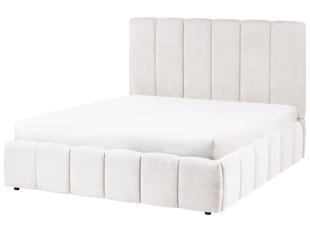 Ottoman Bed VAUVERT Fabric Off-White 140 x 200 cm (EU Double)_1091171