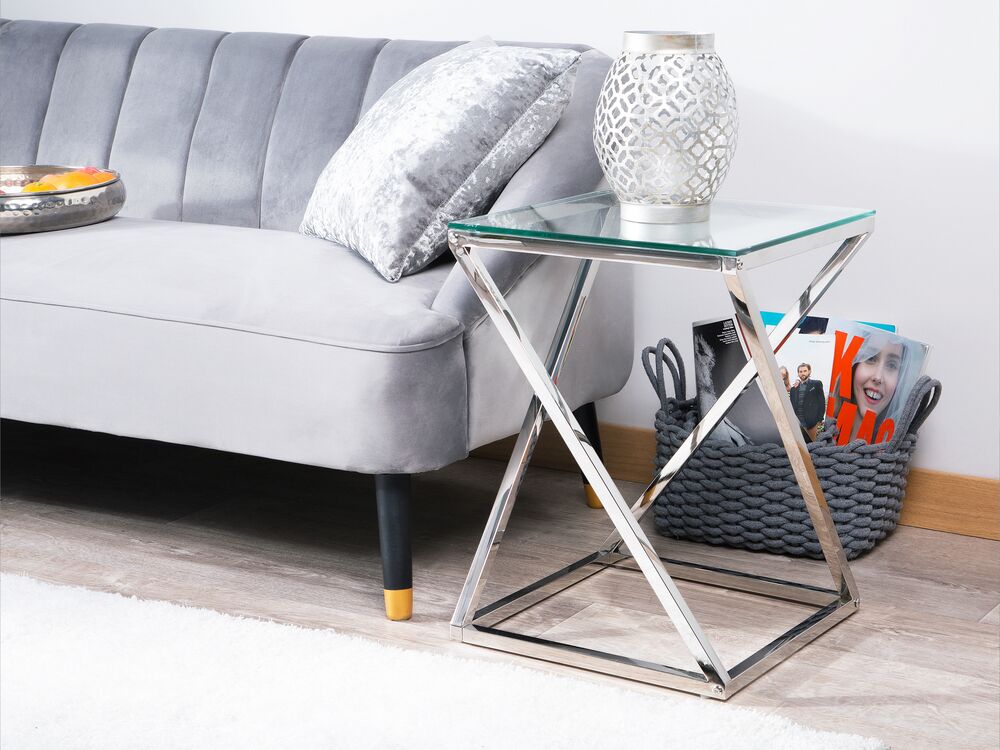 Sidobord BEVERLY Glas Silver