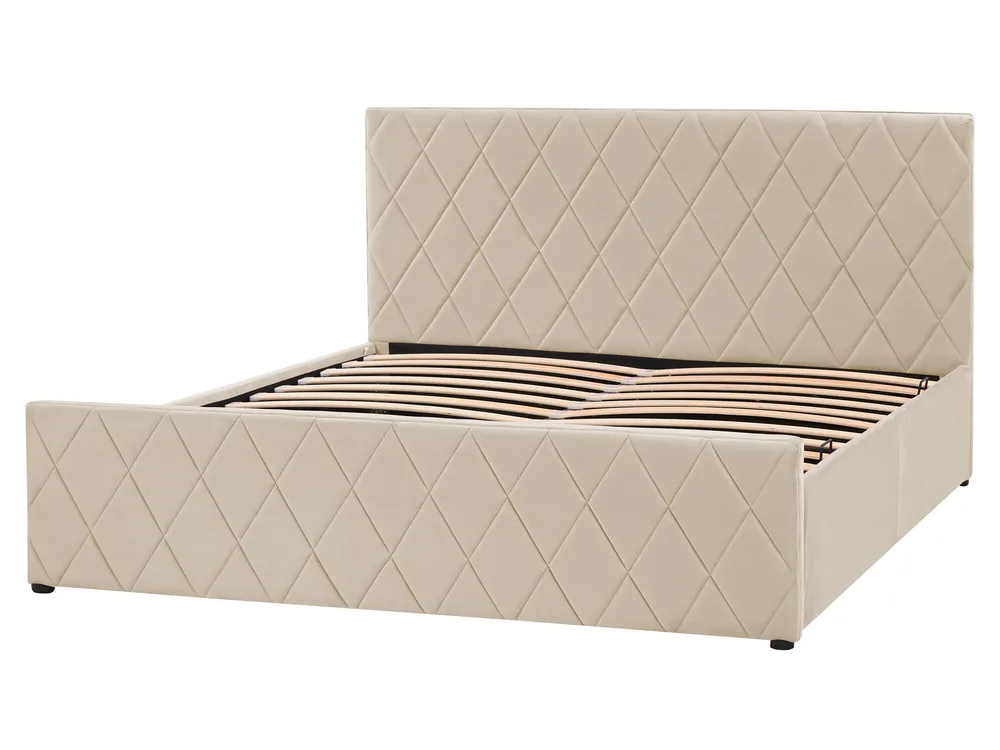 Säng med förvaring ROCHEFORT Sammet Beige 160 x 200 cm_857289