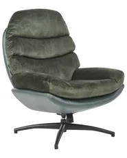 Swivel Armchair EIDE with Footstool Velvet Dark Green_923471
