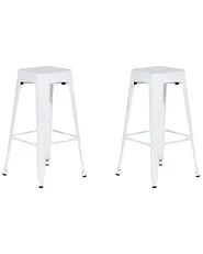 Set of 2 Bar Stools CABRILLO Metal White_701074