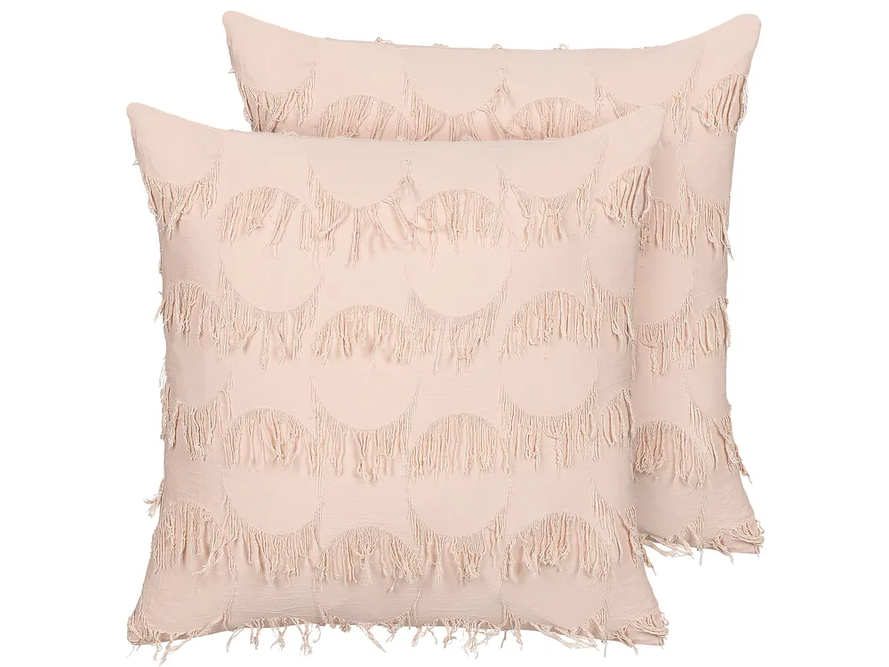 Set of 2 Decorative Cushions AGASTACHE 45 x 45 cm Pink Geometric Pattern_838005
