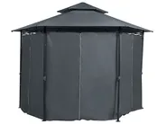 Gazebo PORTEL 350 cm 350 cm Metal Graphite Grey_778995