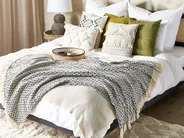 Pledd CHYAMA Bomull 125 x 150 cm Svart/beige_839761