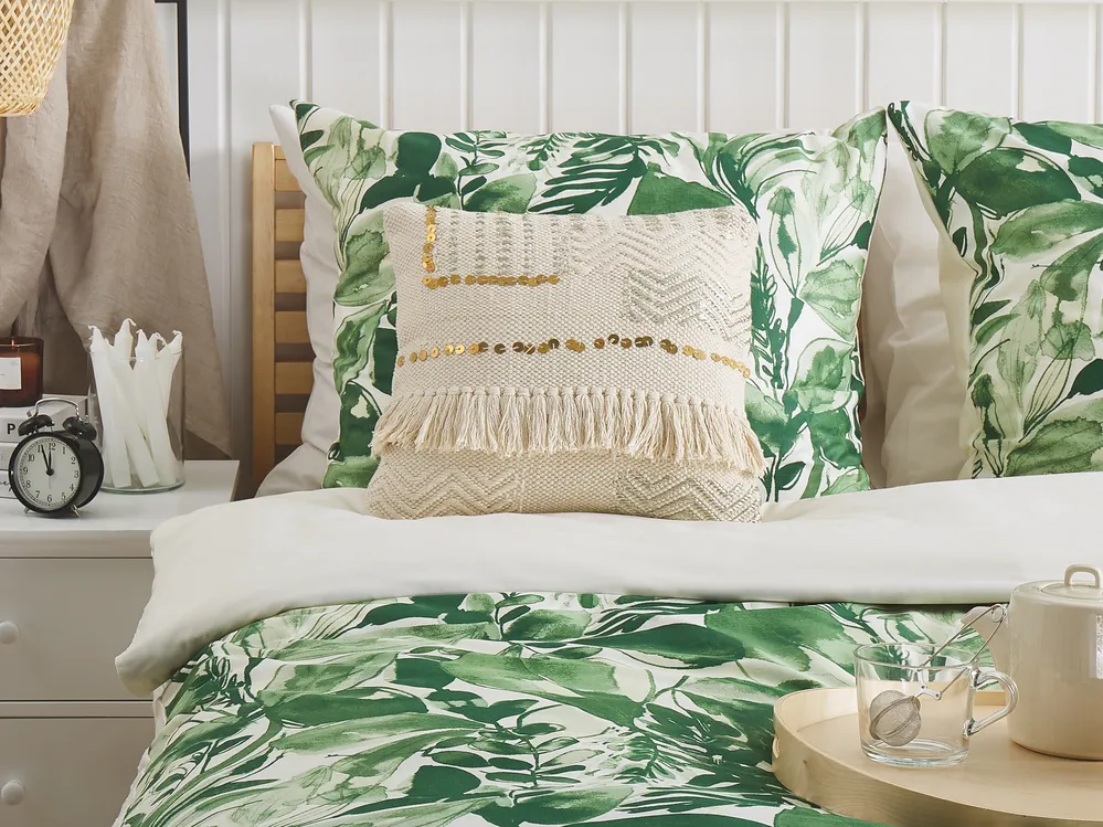 Set of 2 Decorative Cushions VAYALI 45 x 45 cm Cotton Beige Striped
