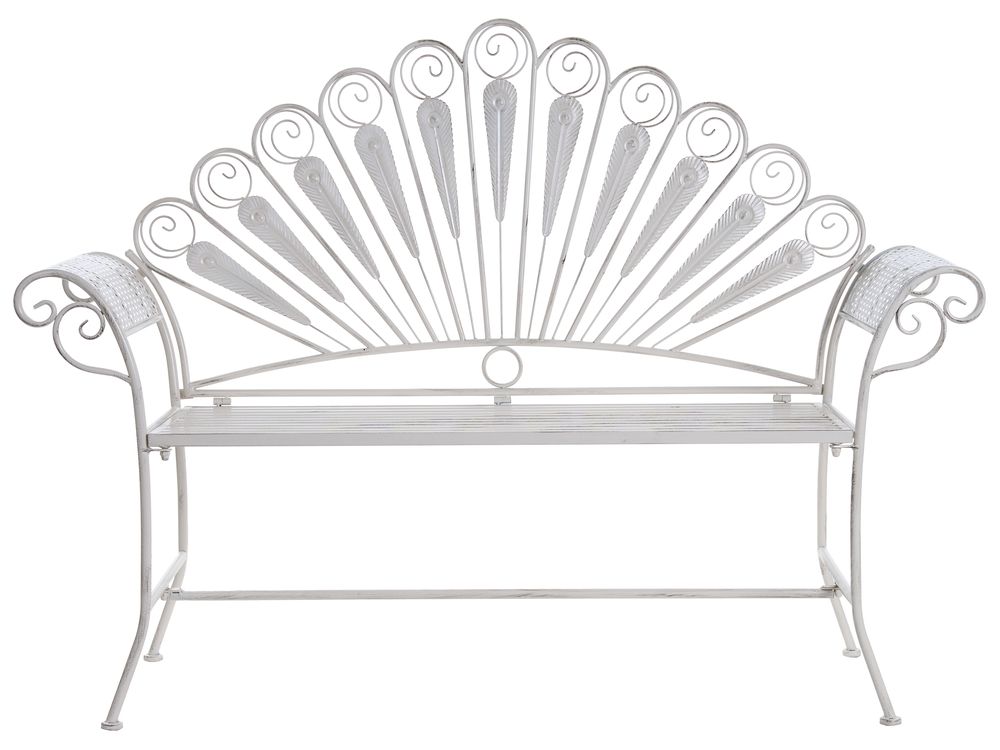 Garden Bench PAVIA 146 cm Metal Off-White