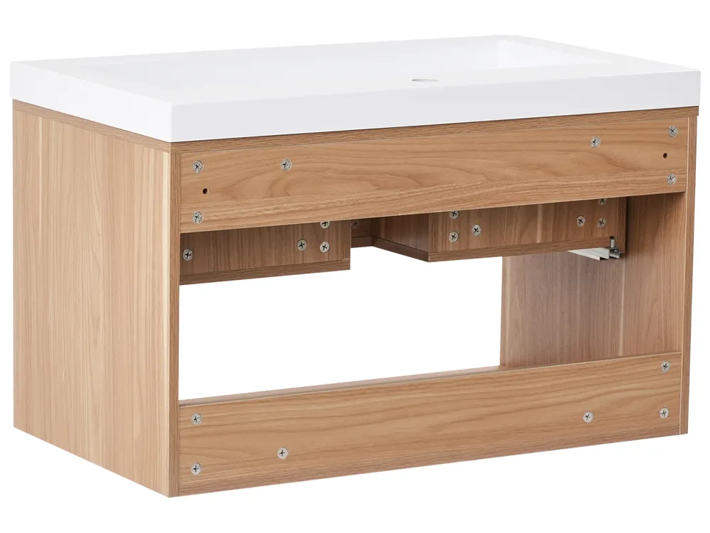 Wall Mounted Vanity Unit with Basin BERBICE Light Brown_1010546