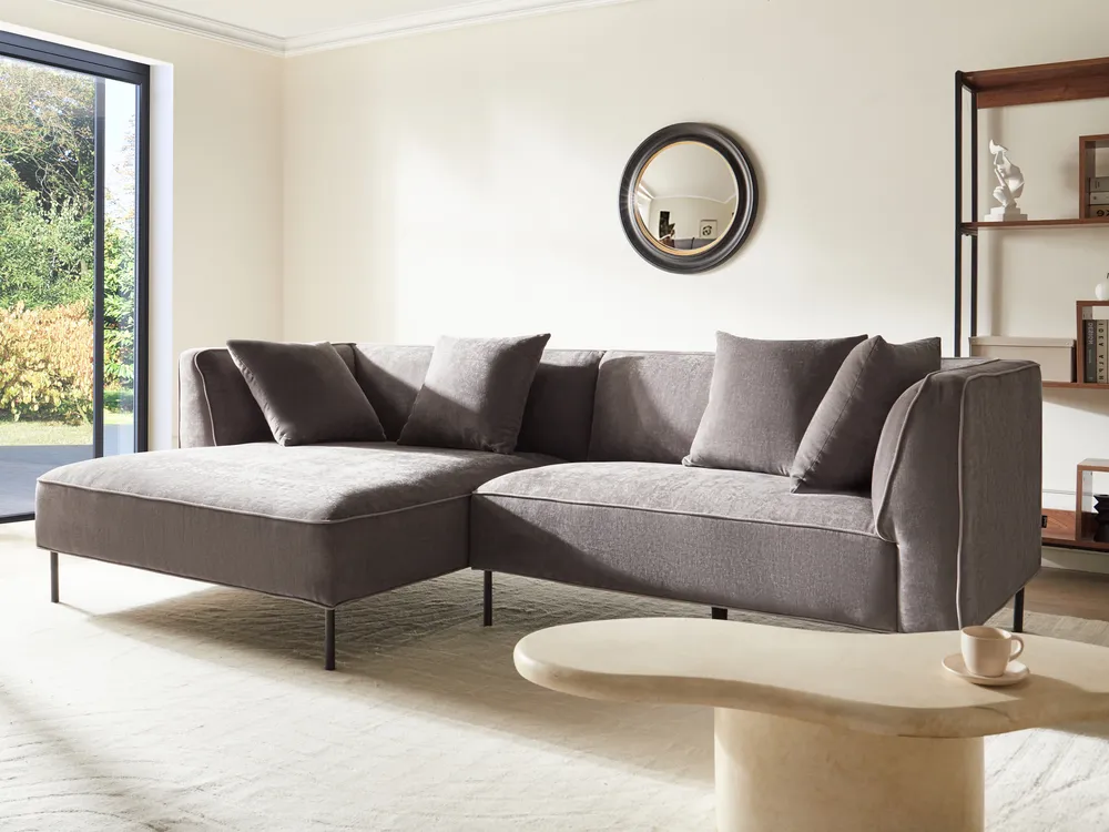 Corner Sofa 3 Seater SATER Chenille Taupe Right Hand_1019402