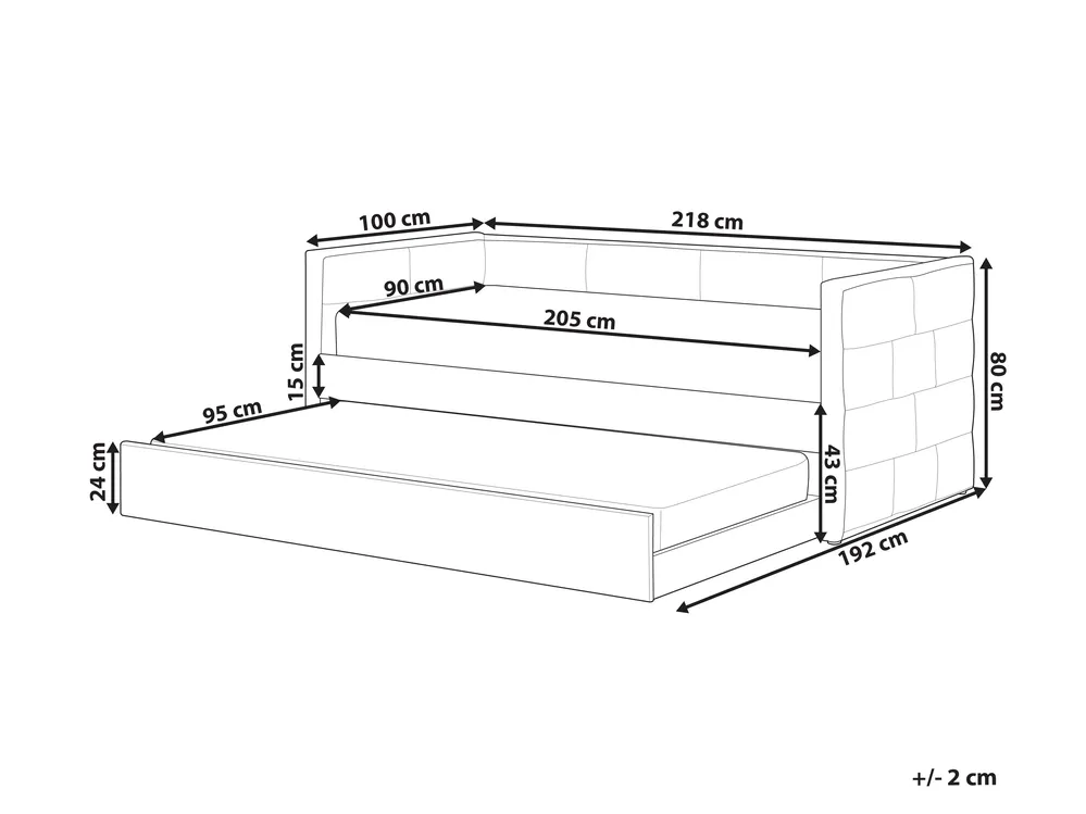 Utdragbar säng Sammet CHAVONNE 90 x 200 cm Off-White_969780