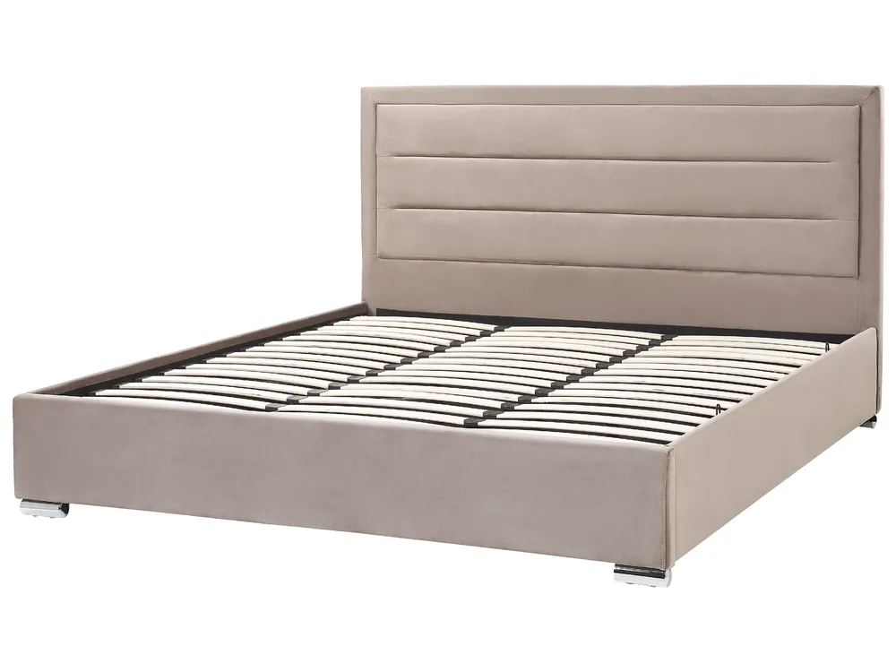 Ottoman Bed ROUEN Velvet Taupe 180 x 200 cm (EU Super King)_843853
