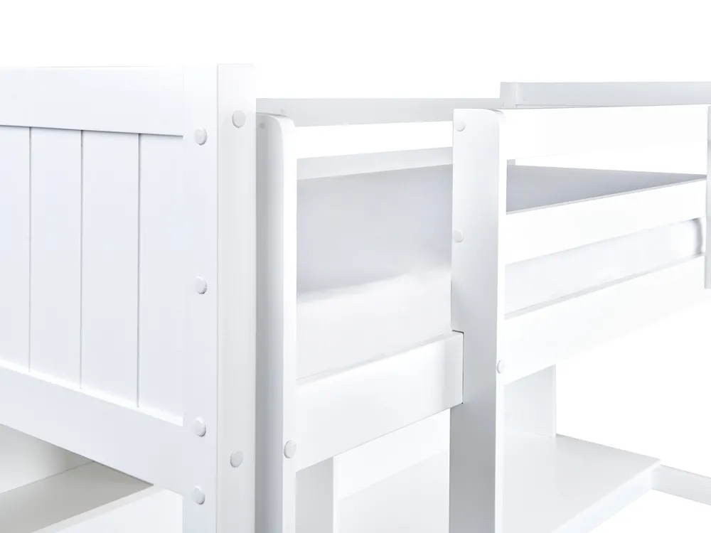 High Sleeper Bed with Desk Pine Wood FOUCAMONT 90 x 200 cm (EU Single) White_964280