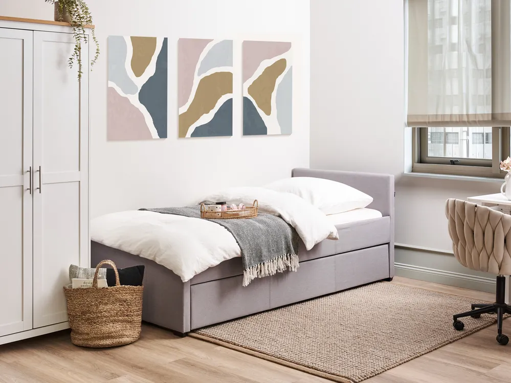 Trundle Bed Fabric MARMANDE 90 x 200 cm (EU Single) Light Grey_986053