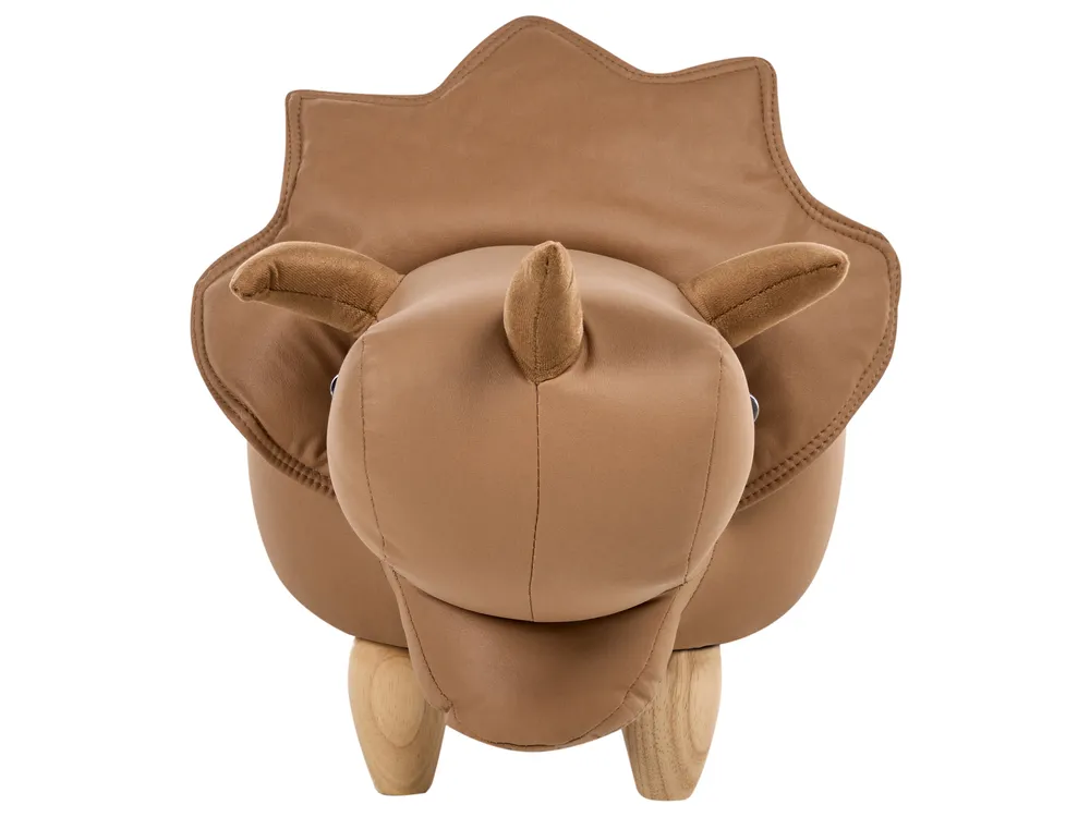 Storage Animal Stool TRICERATOPS Dinosaur Fabric Brown_1020262