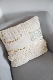 Set of 2 Decorative Cushions VAYALI 45 x 45 cm Cotton Beige Striped_800466