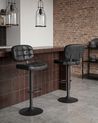 Set of 2 Bar Stools TILTON Swivel Faux Suede Black