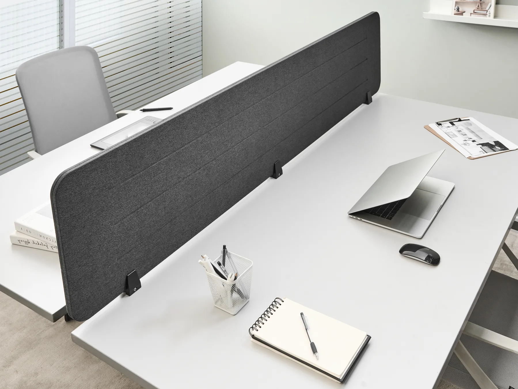 Desk Screen ZIGGY 180 x 40 cm Dark Grey_1015398