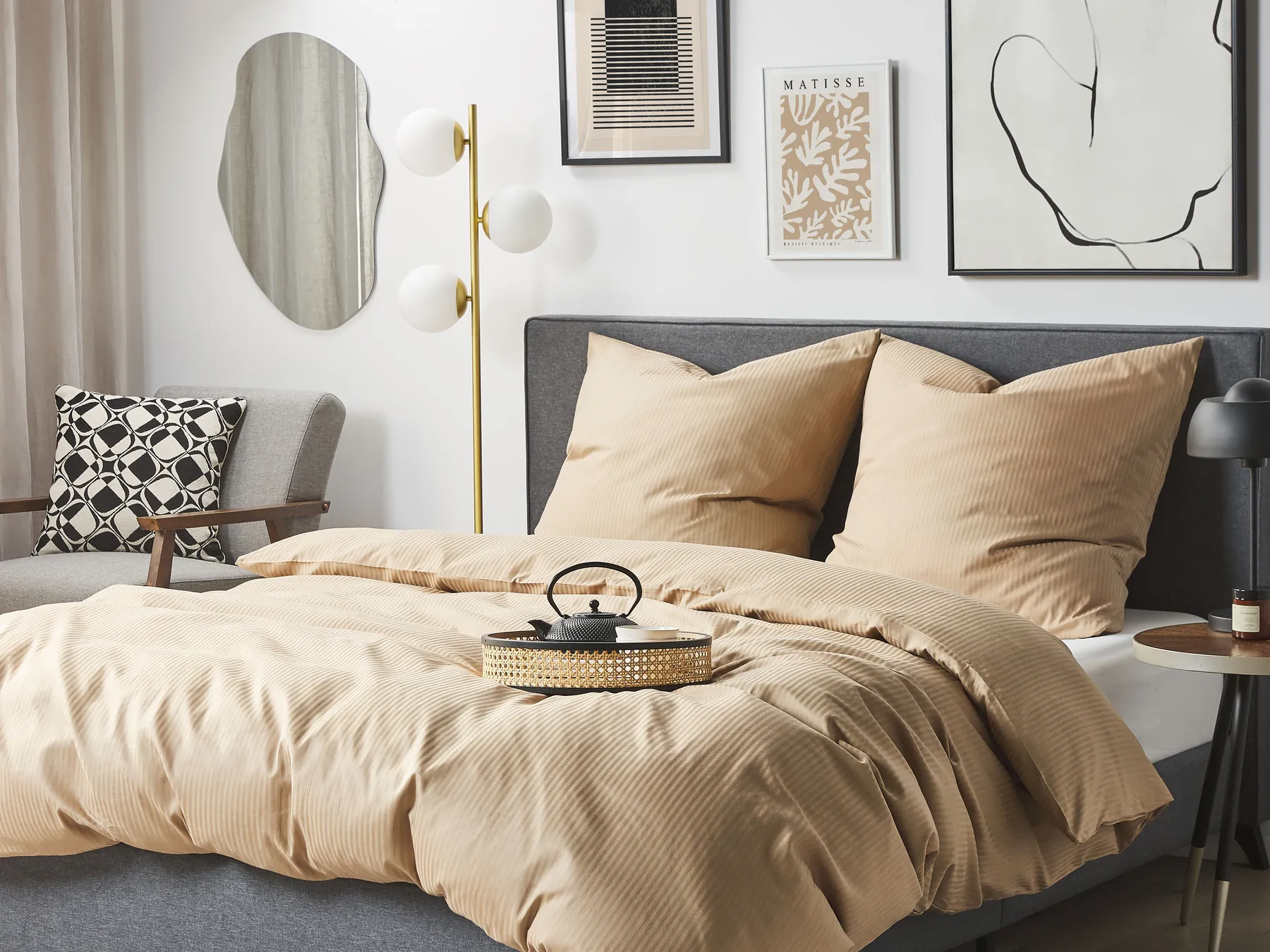Duvet Cover Set AVONDALE 135 x 200 cm Sateen Cotton Beige_815138