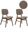 Set of 2 Dining Chairs ELAINE Boucle Dark Brown/ Taupe