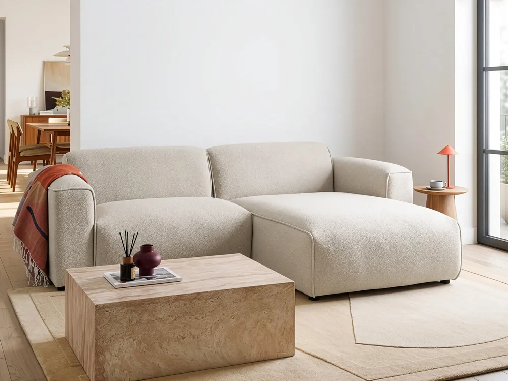 Corner Sofa 3 Seater FAABORG Boucle Beige Left Hand