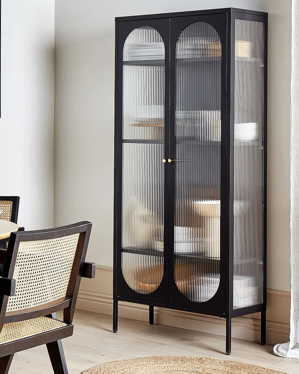 Vitriini FOXTON 80 cm Metalli Musta