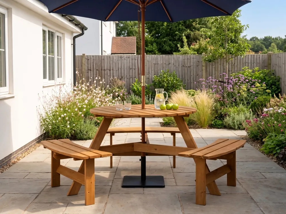 Picnic Table with Benches CAPARCOTTA Fir Wood Light Brown_1102562