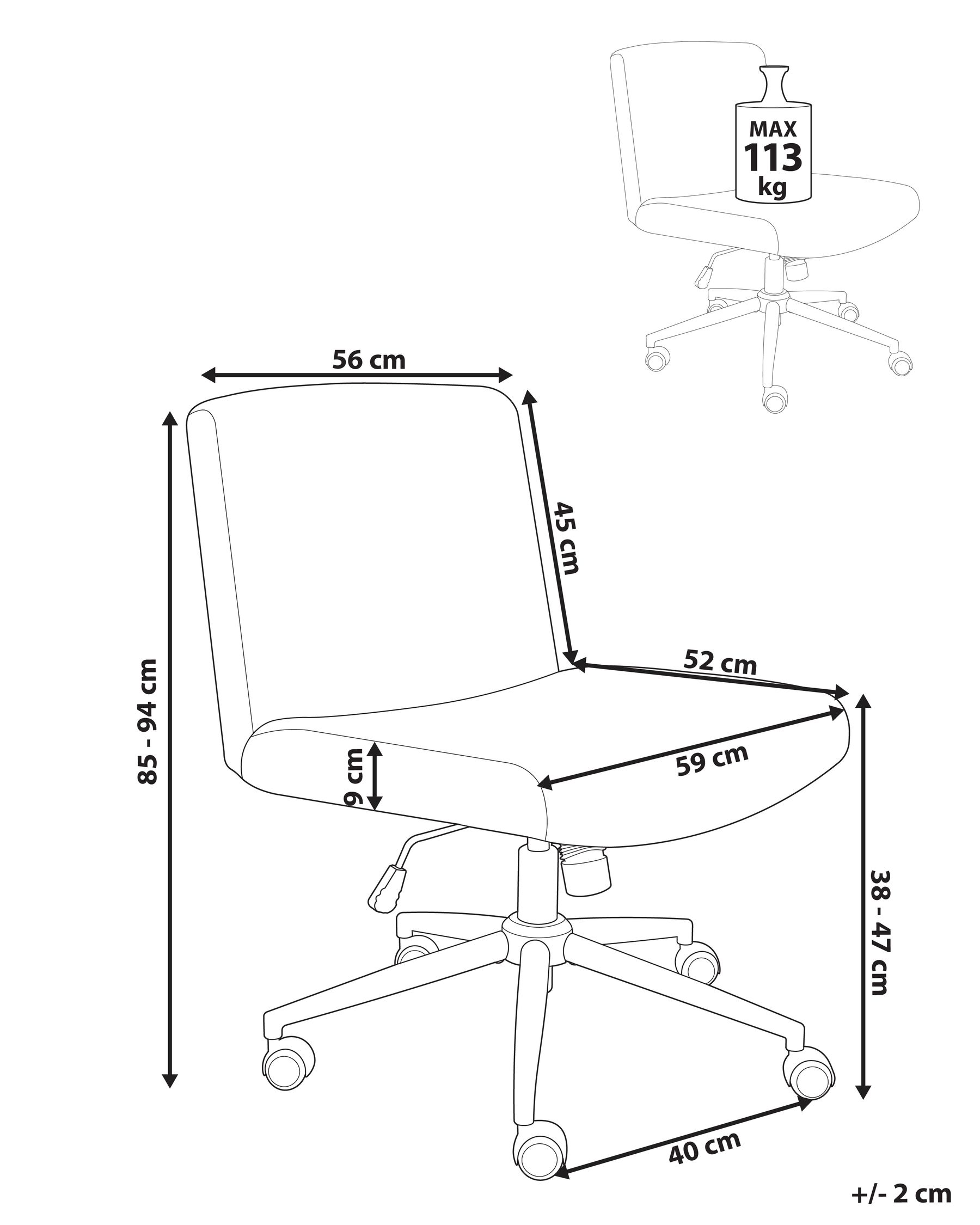 Desk Chair GEDDES Corduroy Grey_1077063