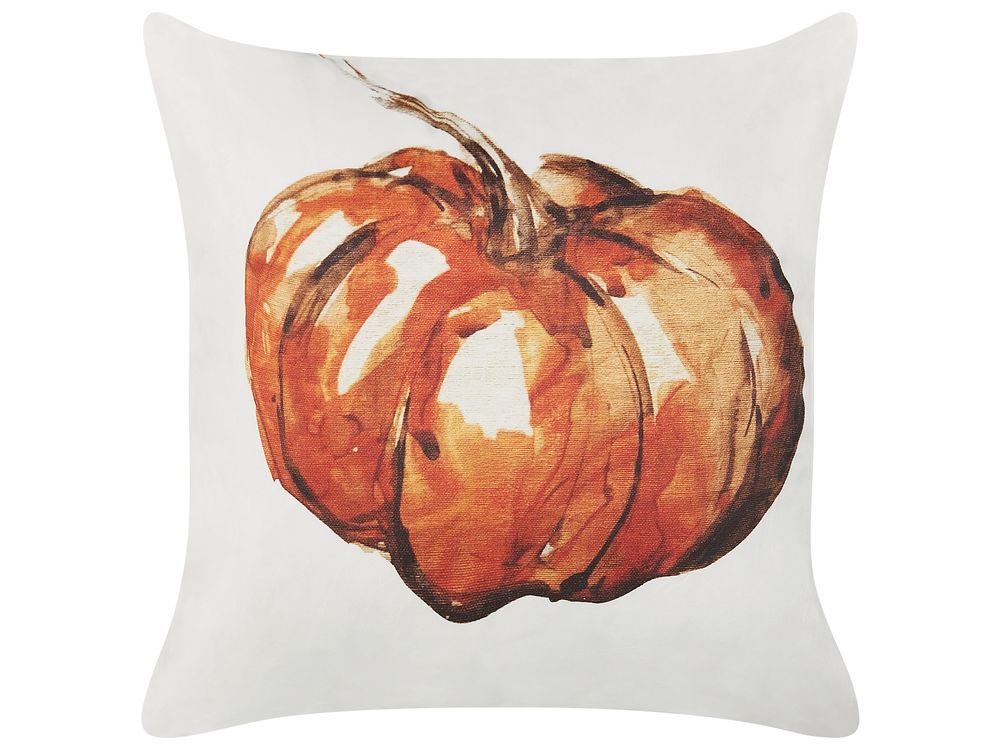Prydnadskudde CURBITA 45 x 45 cm Sammet Beige Växtmotiv