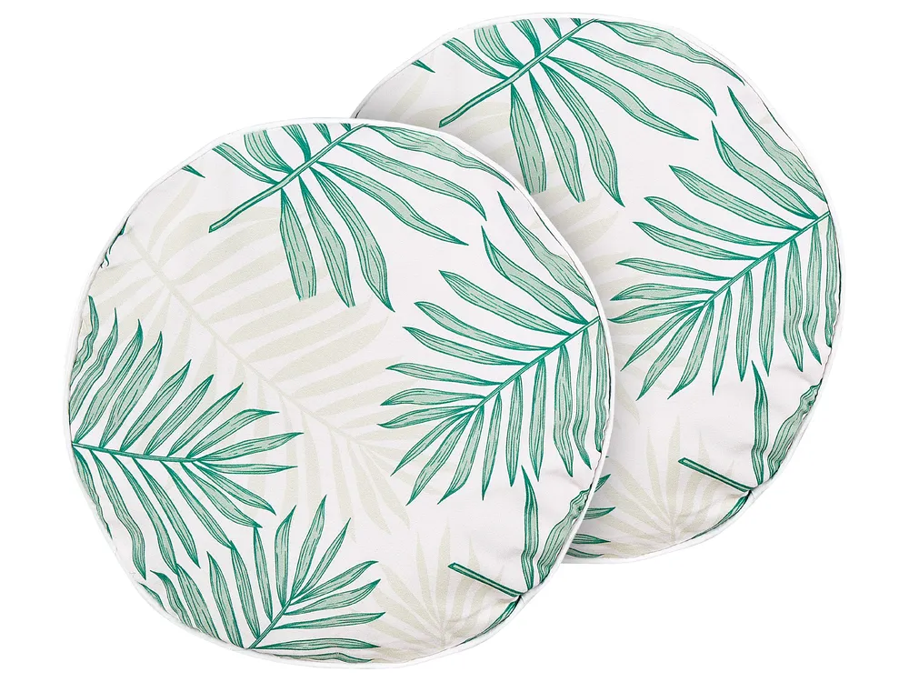 Set of 2 Outdoor Cushions POGGIO Plant Pattern 40 x 40 cm Green