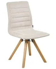 Set of 2 Dining Chairs Swivel ROX Fabric Light Beige_1038181