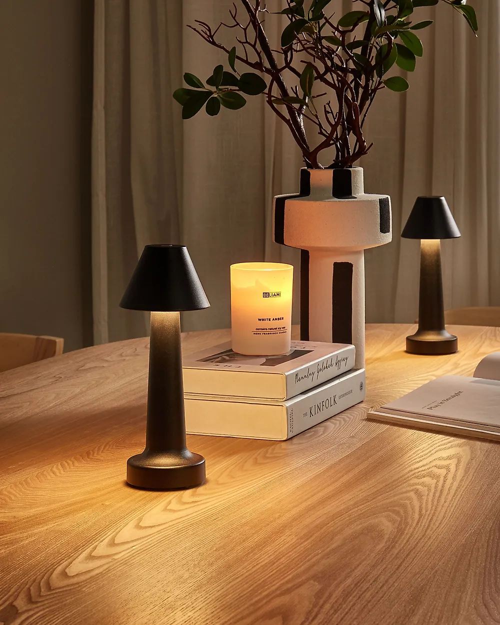 Set of 2 Wireless LED Table Lamp JOANES with Dimmer Metal Black_1172122