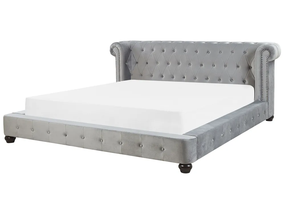 Waterbed Velvet CAVAILLON 180 x 200 cm (EU Super King) Light Grey