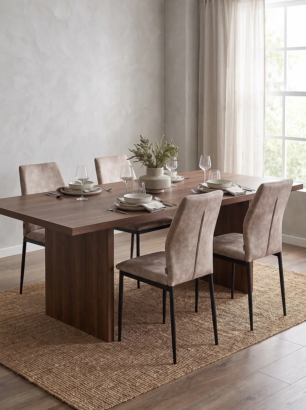 Set med 4 matstolar ROCHEPORT Taupe_1175265