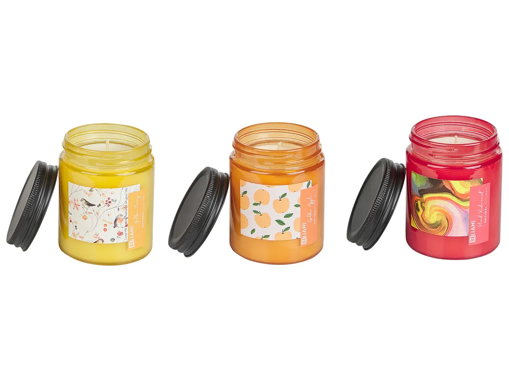 Tuoksukynttiläsetti 3 kpl FRUITY BLOOM Soijavaha Hedelmätuoksut
