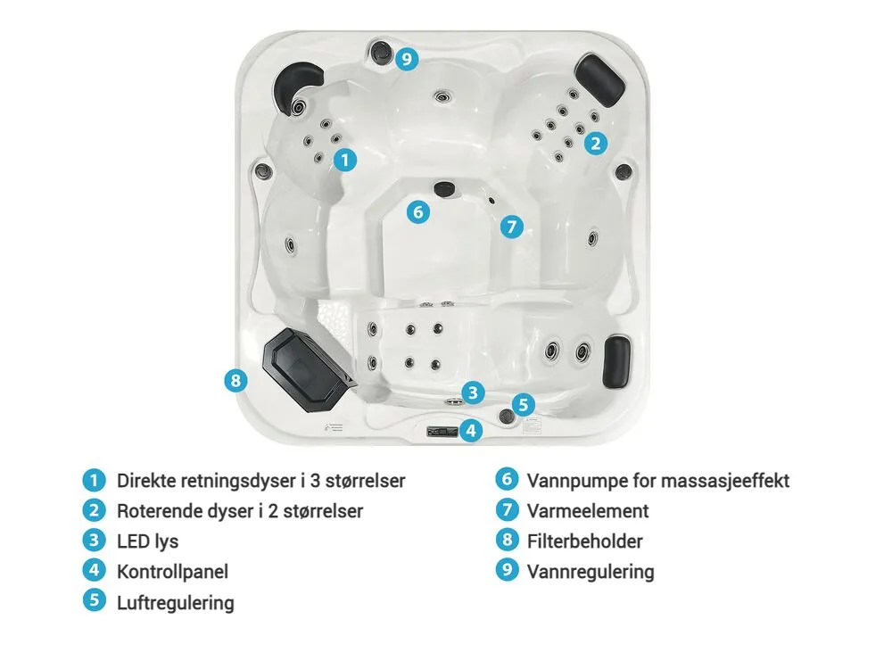 Utendørs boblebad med LED TULAROSA Hvit_820190