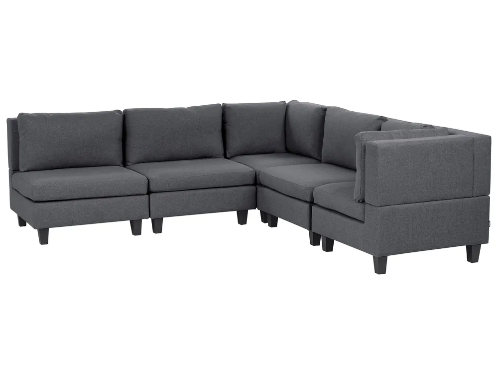 Modular Corner Sofa 5 Seater UNSTAD Fabric Dark Grey Left Hand