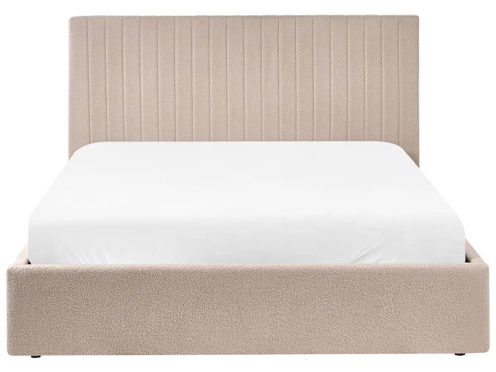 Säng med förvaring VION Bouclé Beige 160 x 200 cm_1042721