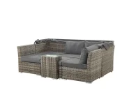 Garden Lounge Set with Table 6 Seater CORTE Modular PE Rattan Dark Brown_810170
