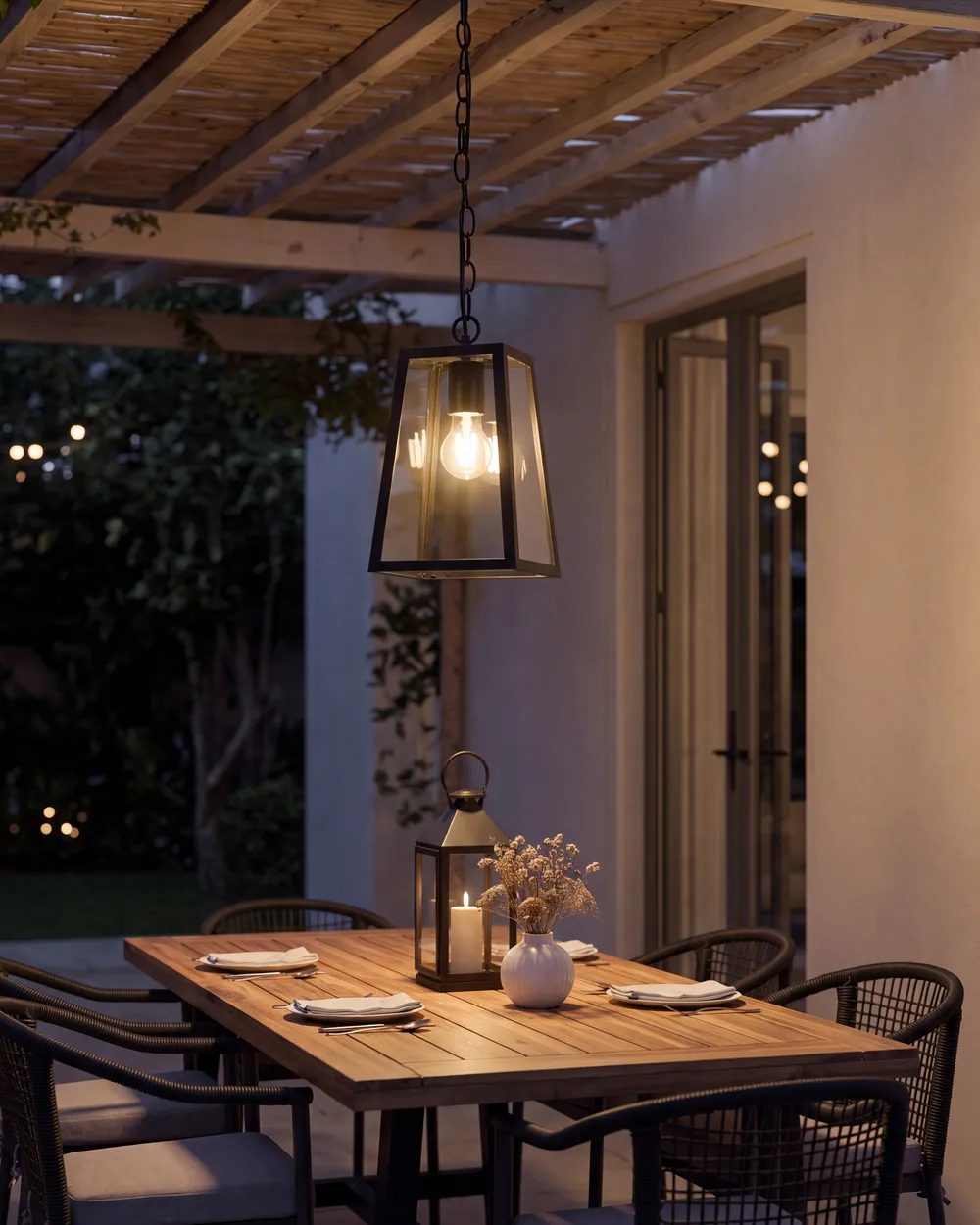 Outdoor Pendant Lamp VOLARJA Metal Black