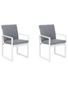 Set of 2 Garden Chairs with Cushions PANCOLE Fabric Grey