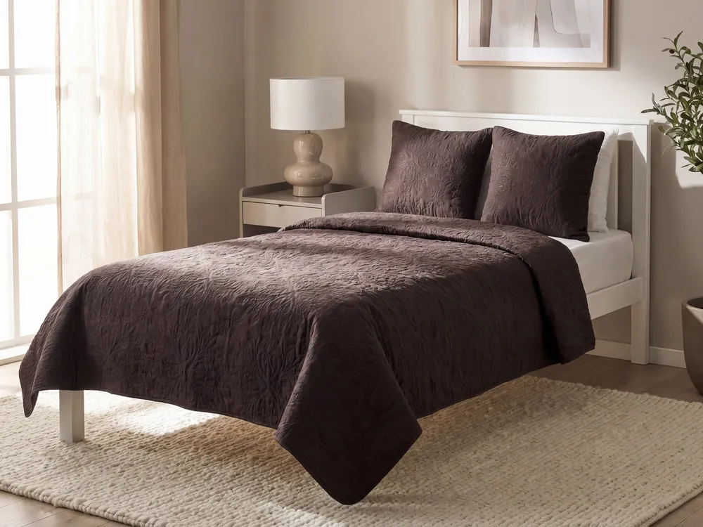 Bedspread with Cushions RAYEN 140 x 210 cm Brown
