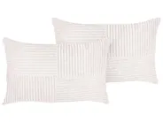 Set of 2 Decorative Cushions MILLET 30 x 50 cm Corduroy Off-White Geometric Pattern_854711