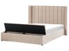 Waterbed with Storage Bench NOYERS Velvet Beige 160 x 200 cm (EU King Size)