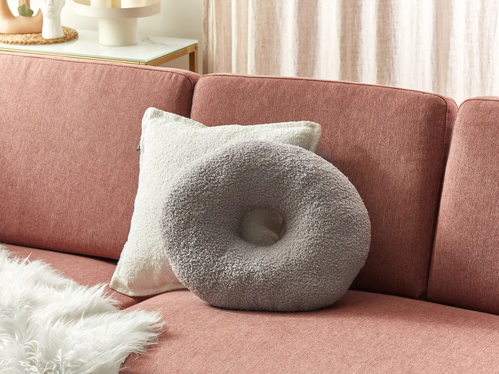 Set of 2 Decorative Cushions HESPERIS Boucle Light Grey Solid_888246