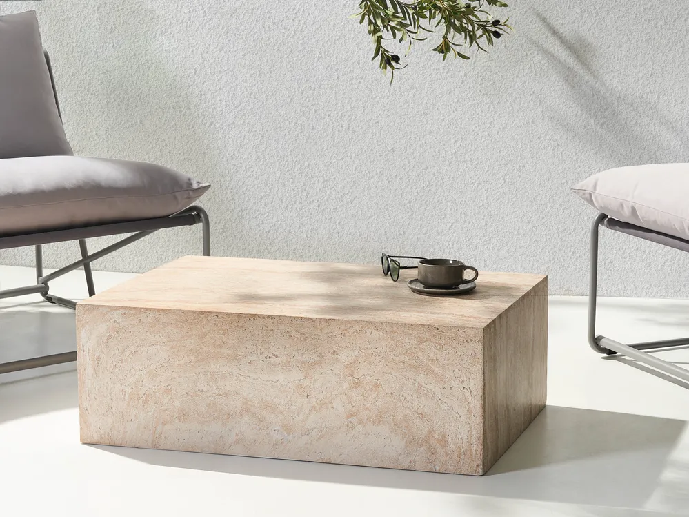 Coffee Table NOBRES 90 cm 66 cm Travertine Effect