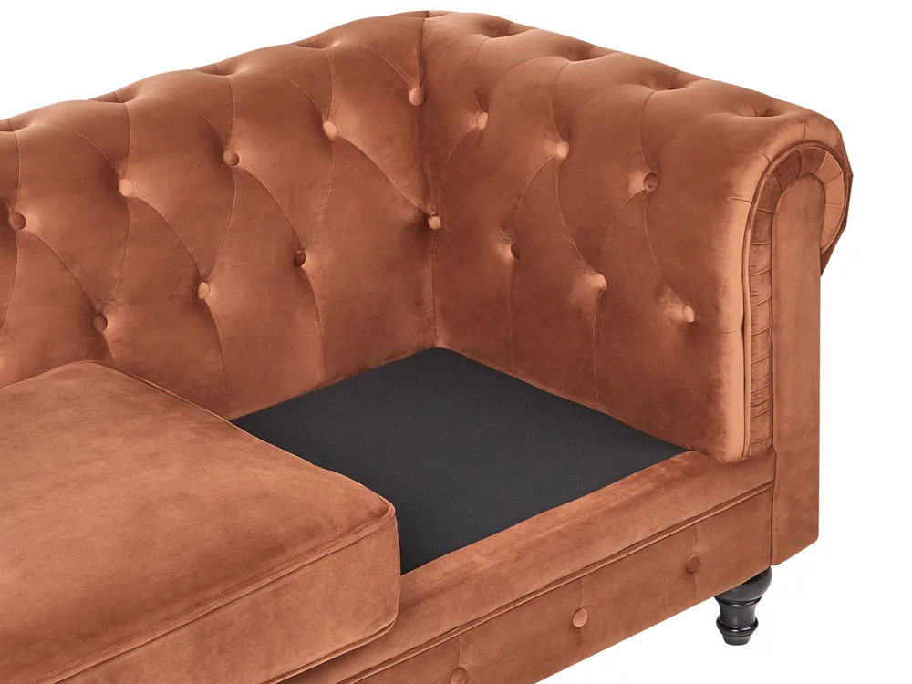 Sofa 3 Seater CHESTERFIELD Velvet Golden Brown_1033573
