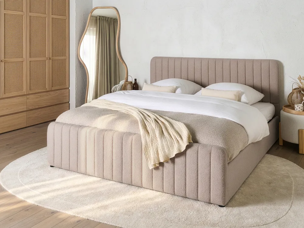 Ottoman Bed LUNAN Boucle Beige 180 x 200 cm (EU Super King)
