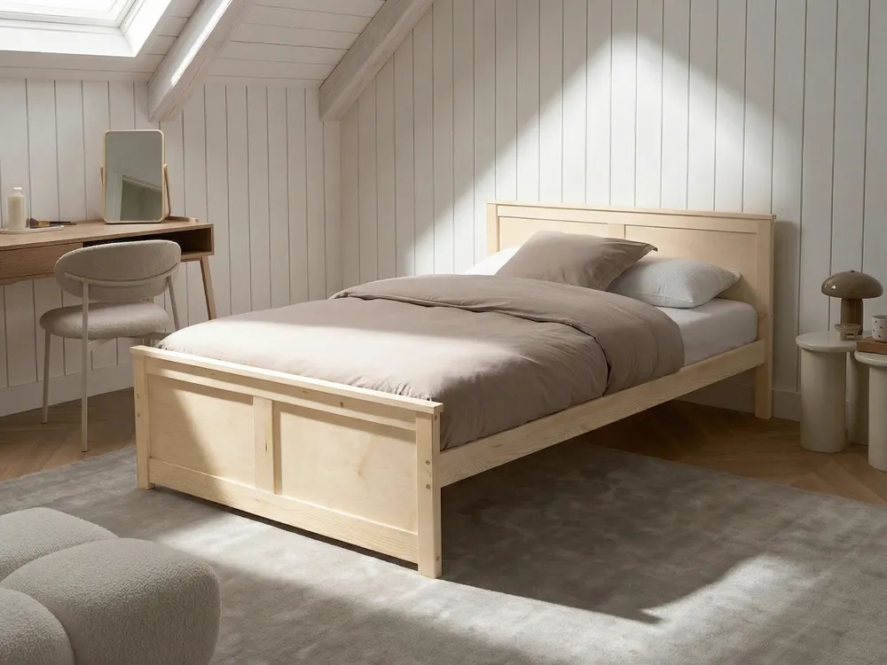 Bed DAUPHIN Pine Wood Light Brown 120 x 200 cm (EU Small Double)