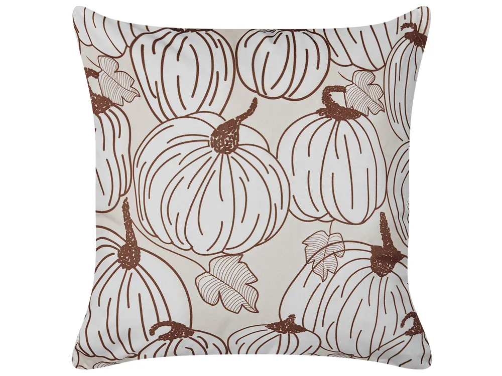 Throw Cushion GOURD 45 x 45 cm Velvet Beige Plant Pattern